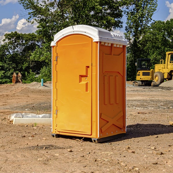 how often are the porta potties cleaned and serviced during a rental period in Brooker